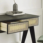 Дизайнерский письменный стол матово-чёрного цвета с 2-мя плетеными ящиками Glade Desk варинант исполнения - 1 | Loft Concept в Перми