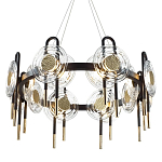 Люстра подвесная круглая черного цвета с круглыми прозрачными плафонами Virelia  варинант исполнения - 1 | Loft Concept в Перми