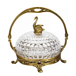 Конфетница из прозрачного рельефного стекла с ручкой и фигуркой лебедя Eden Garden варинант исполнения - 1 | Loft Concept в Перми