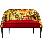 Диван двухместный из натурального бука красный с цветным принтом Impressionism in Art варинант исполнения - 1 | Loft Concept в Перми