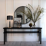 Настольная лампа с чёрным тканевым абажуром и металлическим корпусом золотого цвета Golden Arc варинант исполнения - 4 | Loft Concept в Перми