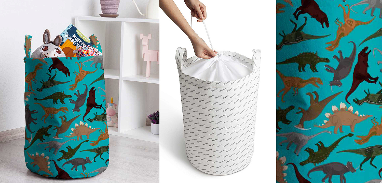 Корзина Turquoise Dinosaurs Basket Корзина Turquoise Dinosaurs Basket - Loft-Concept в Перми