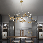 Люстра в виде золотой ветки с цветами Glass Flower Pendant Light варинант исполнения - 5 | Loft Concept в Перми