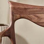 Стул деревянный с мягким сиденьем из коричневой натуральной кожи Moon Walnut Furniture варинант исполнения - 8 | Loft Concept в Перми