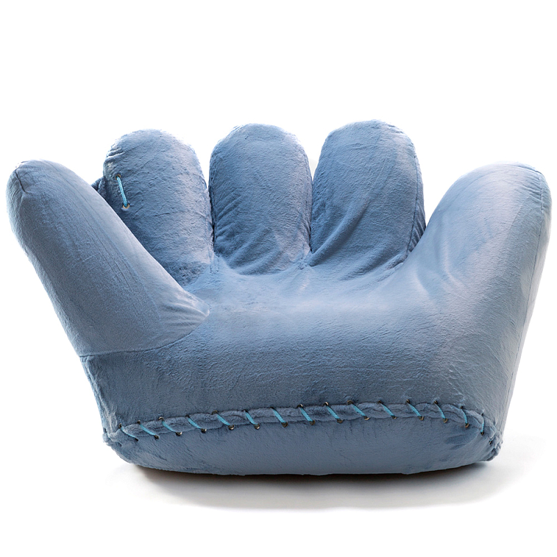 Дизайнерское плюшевое кресло в форме руки голубое Poltronova Joe Plush Baby Blue Armchair Голубой в Перми | Loft Concept 