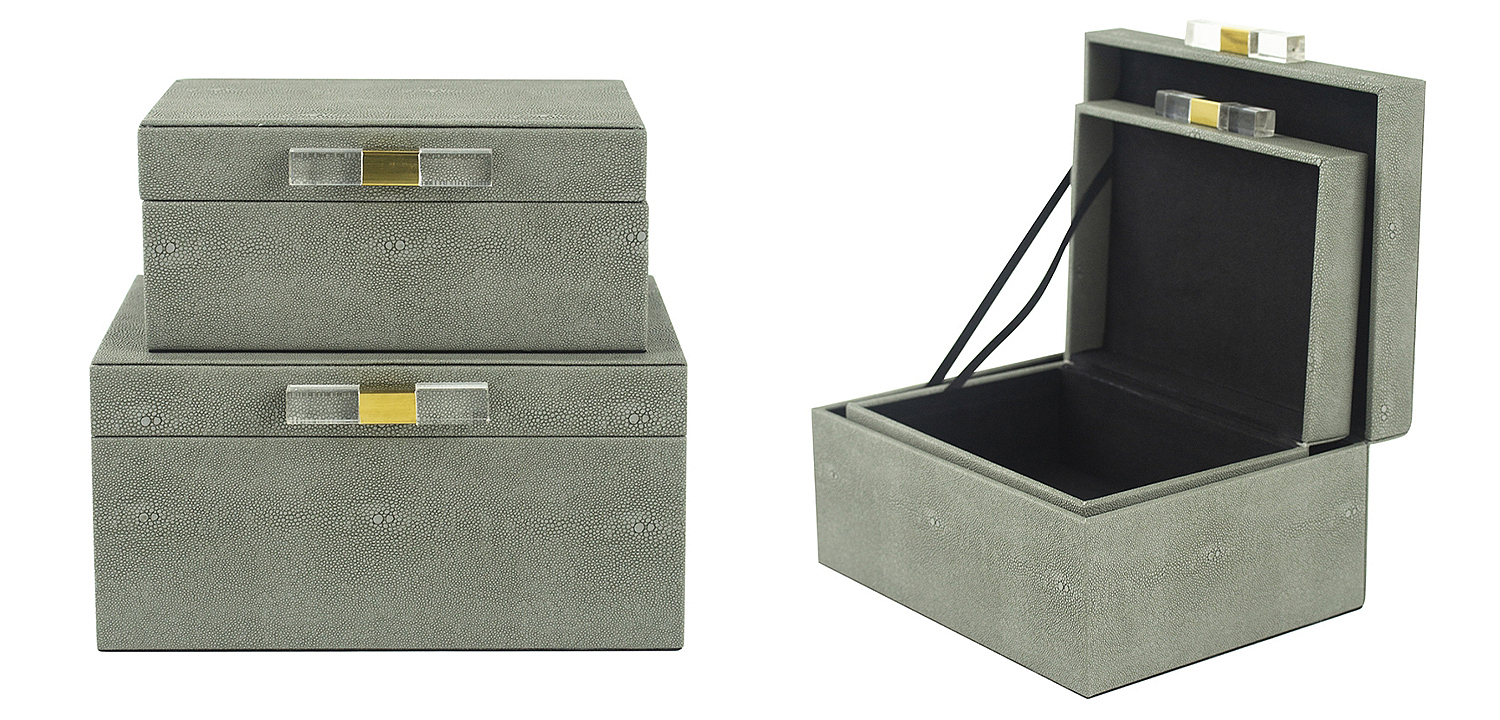 Комплект шкатулок Stingray Skin Gray Boxes Комплект шкатулок Stingray Skin Gray Boxes - Loft-Concept в Перми