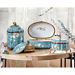 Ваза голубая с крышкой и цветочным узором Genuine Chinese Classics варинант исполнения - 3 | Loft Concept в Перми