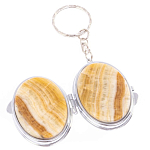 Зеркало брелок карманное двухстороннее из натурального камня Оникс Silver Stone Mirrors варинант исполнения - 2 | Loft Concept в Перми