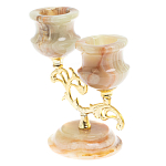 Подсвечник двухрожковый из натурального камня оникс Stone Candlestick варинант исполнения - 2 | Loft Concept в Перми
