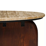 Кофейный столик с круглой столешницей на 2-х массивных деревянных ножках Tandem Travertine and Wood варинант исполнения - 3 | Loft Concept в Перми