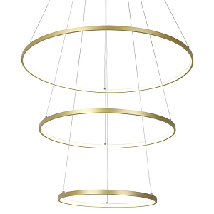 Кольцевая люстра золотого цвета из трех колец