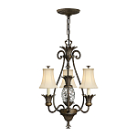 Люстра бронзового цвета с 3-мя кремовыми текстильными абажурами Hinkley варинант исполнения - 2 | Loft Concept в Перми