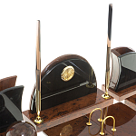 Настольный письменный набор с часами из природного камня обсидиана Oval Office варинант исполнения - 3 | Loft Concept в Перми