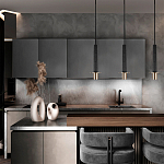 Подвесной светильник с узким цилиндрическим плафоном и золотым металлическим декором Concrete Pipe варинант исполнения - 8 | Loft Concept в Перми