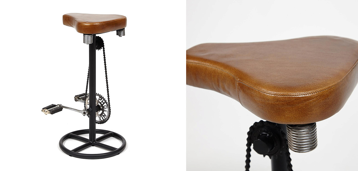Барный стул с педалями от велосипеда Industrial leather bar stool with bicycle pedals - Loft-Concept в Перми