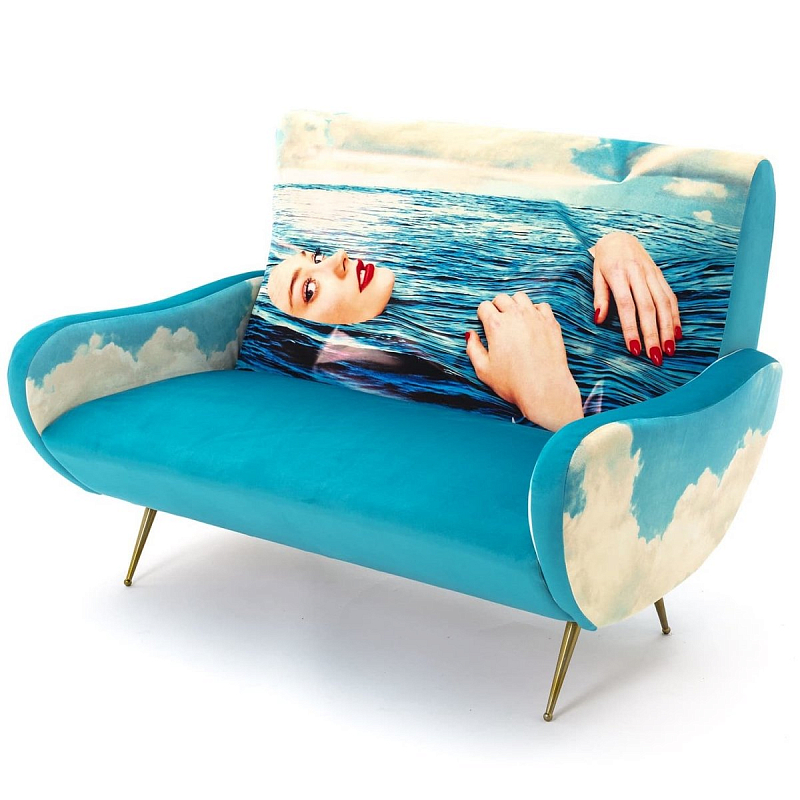 Диван Seletti Sofa Two Seater Sea Girl Голубой в Перми | Loft Concept 