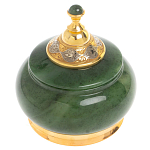 Икорница с крышкой с гравировкой из натурального камня Нефрит Decorative Cavair Dishes варинант исполнения - 1 | Loft Concept в Перми