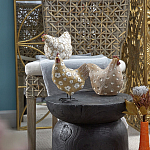 Статуэтка курица с белым цветочным узором и металлическими ножками Rustic Chicken варинант исполнения - 5 | Loft Concept в Перми