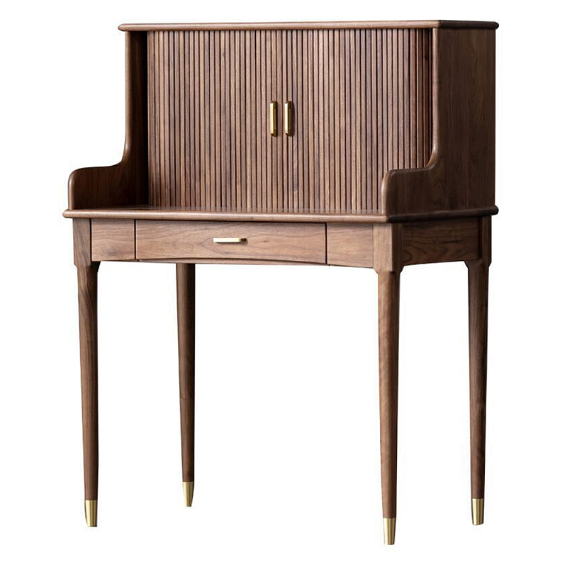 Туалетный стол деревянный с ящиком и зеркалом Moon Walnut Furniture Орех Туалетный стол деревянный с ящиком и зеркалом Moon Walnut Furniture Орех в Перми | Loft Concept