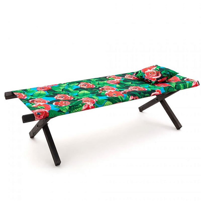 Шезлонг Seletti Poolbed Roses Черный Розовый Зеленый в Перми | Loft Concept 