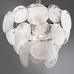 Люстра из белых стеклянных дисков на серебрянном каркасе White Glowing Reflectors варинант исполнения - 7 | Loft Concept в Перми