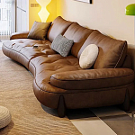 Диван кожаный с каркасом из массива дерева Medieval Furniture варинант исполнения - 4 | Loft Concept в Перми