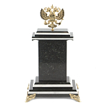 Часы настольные бронзовые с Гербом России из натурального камня Змевик Stone Clock варинант исполнения - 3 | Loft Concept в Перми