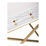 Приставной столик с выдвижным ящиком  White Table Carved Pattern варинант исполнения - 5 | Loft Concept в Перми