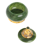 Икорница с крышкой с гравировкой из натурального камня Нефрит Decorative Cavair Dishes варинант исполнения - 2 | Loft Concept в Перми