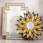 Зеркало-солнце в раме золотого и черного цвета Rays of Peace варинант исполнения - 3 | Loft Concept в Перми