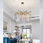 Люстра на подвесе с каркасом из металла и цветными подвесками из стекла Droplet Chandelier варинант исполнения - 1 | Loft Concept в Перми