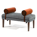 Банкетка Banquette PIED DE POULE Orange с принтом гусиная лапка Оранжевые валики варинант исполнения - 3 | Loft Concept в Перми