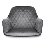 Барный стул со спинкой и подлокотниками на 4-х деревянных ножках Douglas Rhombus Серый Велюр варинант исполнения - 3 | Loft Concept в Перми