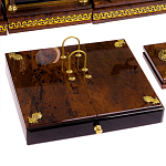 Настольный письменный набор с часами из природного камня обсидиана Royal Set варинант исполнения - 4 | Loft Concept в Перми