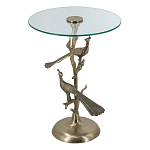Столик с круглой стеклянной столешницей и корпусом в виде двух павлинов на ветке Table Two Peacocks варинант исполнения - 1 | Loft Concept в Перми