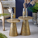 Журнальный столик с конусообразной основой и текстурной поверхностью золотого цвет Ethnic Metal варинант исполнения - 5 | Loft Concept в Перми