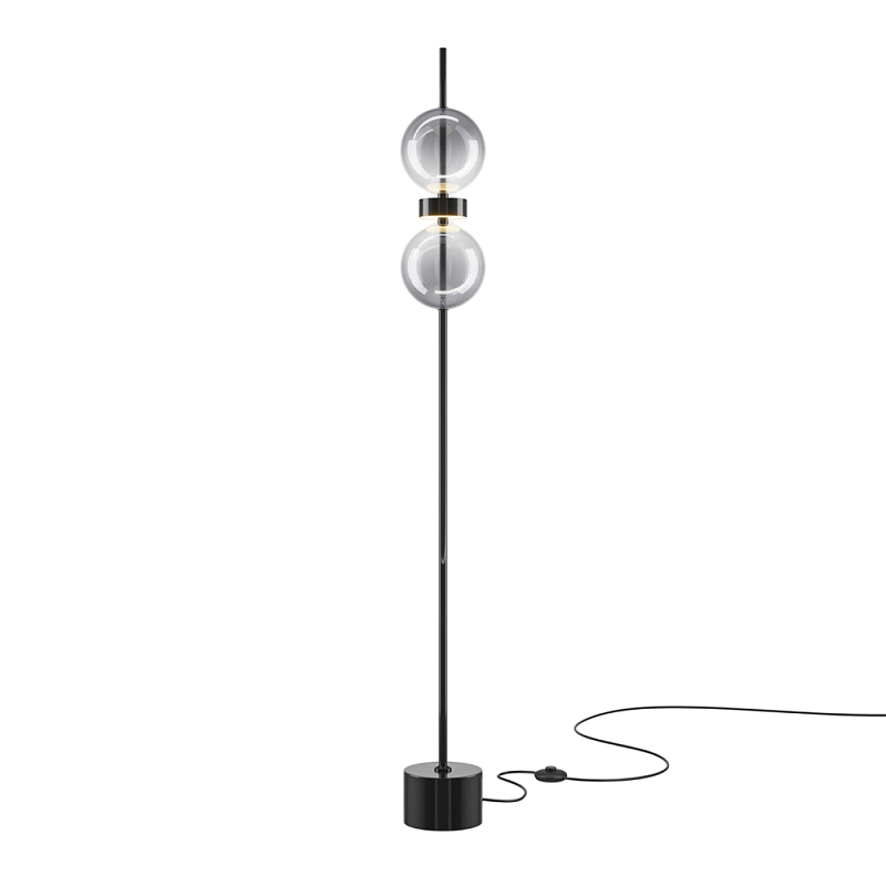 Напольный торшер светодионый Double Moon 3000К 15Вт Дымчатый (Smoke) Черный в Перми | Loft Concept 