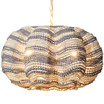 Круглая люстра волнистой формы декорированная бусами Blue White Stripes Wavy Chandelier варинант исполнения - 1 | Loft Concept в Перми