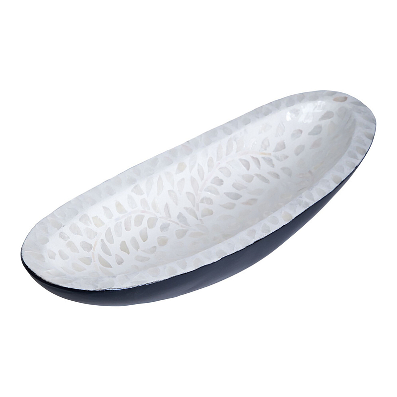 Блюдо декоративное Esmee White Big Белый Синий Блюдо декоративное Esmee White Big Белый Синий в Перми | Loft Concept