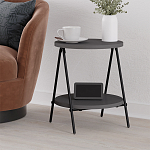 Стол приставной с 2-мя круглыми столешницами цвета антрацит ESSEL SIDE TABLE ANTHRACITE варинант исполнения - 4 | Loft Concept в Перми