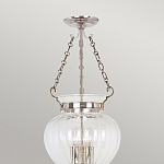 Подвесной светильник цвета никель с прозрачным ребристым стеклянным плафоном в классическом стиле Elstead Lighting варинант исполнения - 3 | Loft Concept в Перми