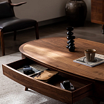 Кофейный стол овальный из дерева с 2-мя ящиками Coffee Walnut Table варинант исполнения - 7 | Loft Concept в Перми