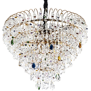 Люстра с прозрачными и цветными подвесками из хрусталя Colorful Crystals Chandelier 12
