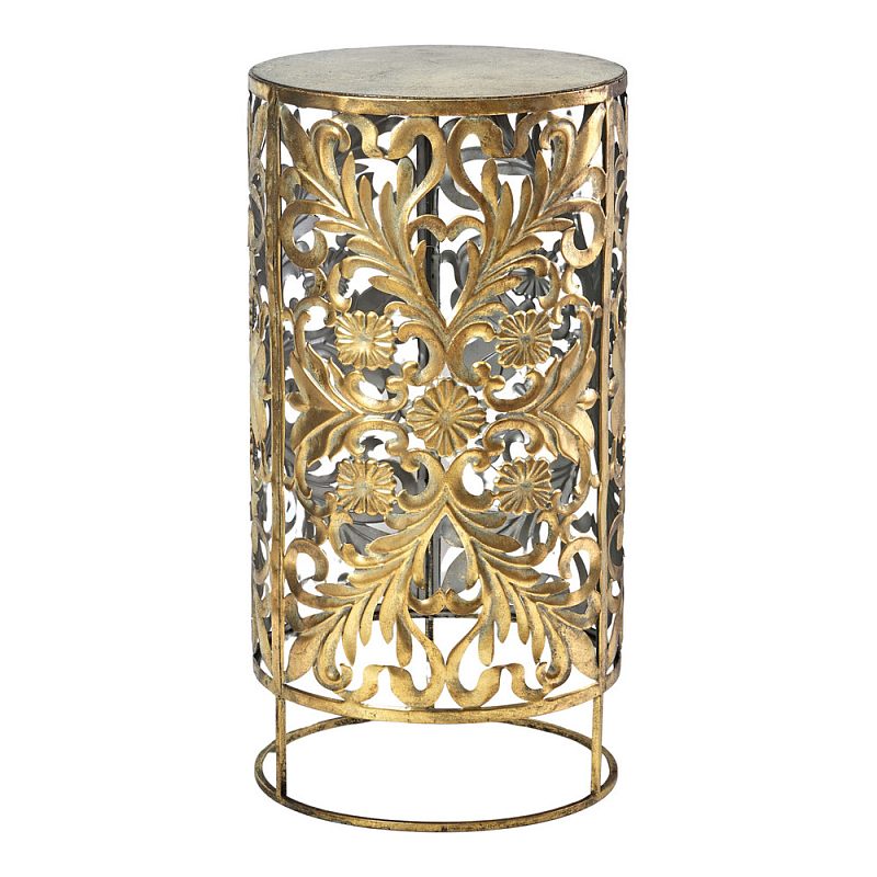 Столик приставной с цветочной резной фактурой Madagascar Золотой в Перми | Loft Concept 