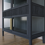 Витрина Primo со стеклянными фасадами и 2 ящиками Черный дуб варинант исполнения - 4 | Loft Concept в Перми