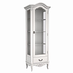 Витрина белая однодверная из массива бука с 4-мя полками и ящиком White Provence варинант исполнения - 1 | Loft Concept в Перми