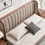Кровать двуспальная с мягким изголовьем Moon Walnut Bed варинант исполнения - 5 | Loft Concept в Перми