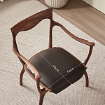 Стул деревянный с мягким сиденьем из коричневой натуральной кожи Moon Walnut Furniture варинант исполнения - 10 | Loft Concept в Перми