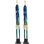 Комплект из 2-х деревянных статуэток Asmat Statuettes Blue Green варинант исполнения - 1 | Loft Concept в Перми