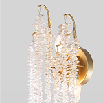 Бра с хрустальными прозрачными подвесками и круглым основанием золотого цвета FAIRYTREE Light варинант исполнения - 3 | Loft Concept в Перми